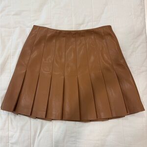 Alice and Olivia Pleated faux leather skirt